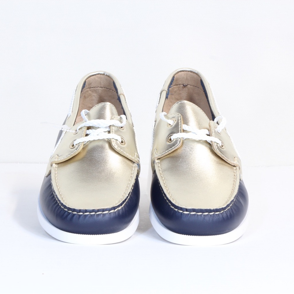 Jack Rogers Bonnie Midnight Platinum Navy Gold Women's Leather Ocean Loafers